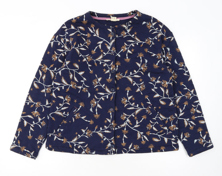 White Stuff Womens Blue Floral Button Cardigan UK 12 Cotton