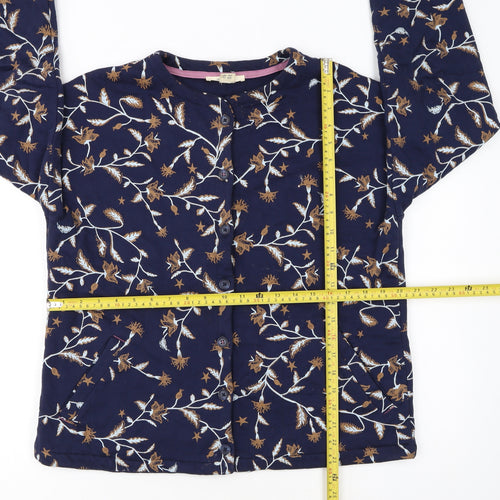 White Stuff Womens Blue Floral Button Cardigan UK 12 Cotton