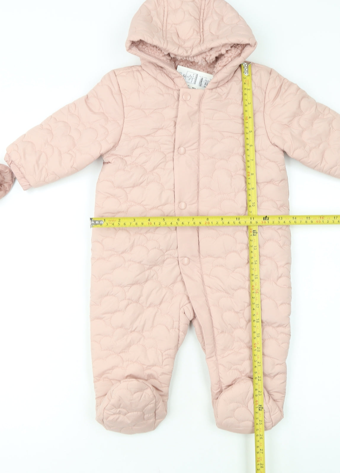 Marks and Spencer Unisex Baby Pink 9-12M Quilted Hooded Snowsuit