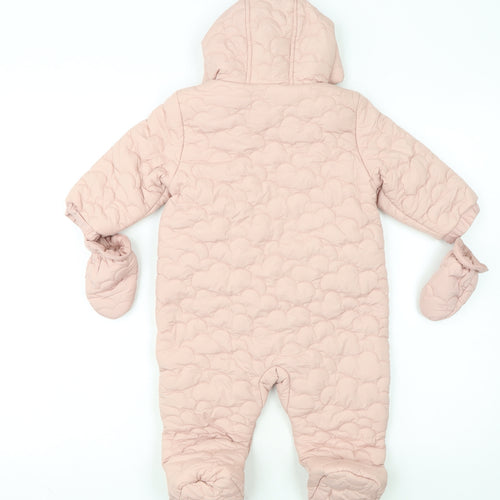 Marks and Spencer Unisex Baby Pink 9-12M Quilted Hooded Snowsuit