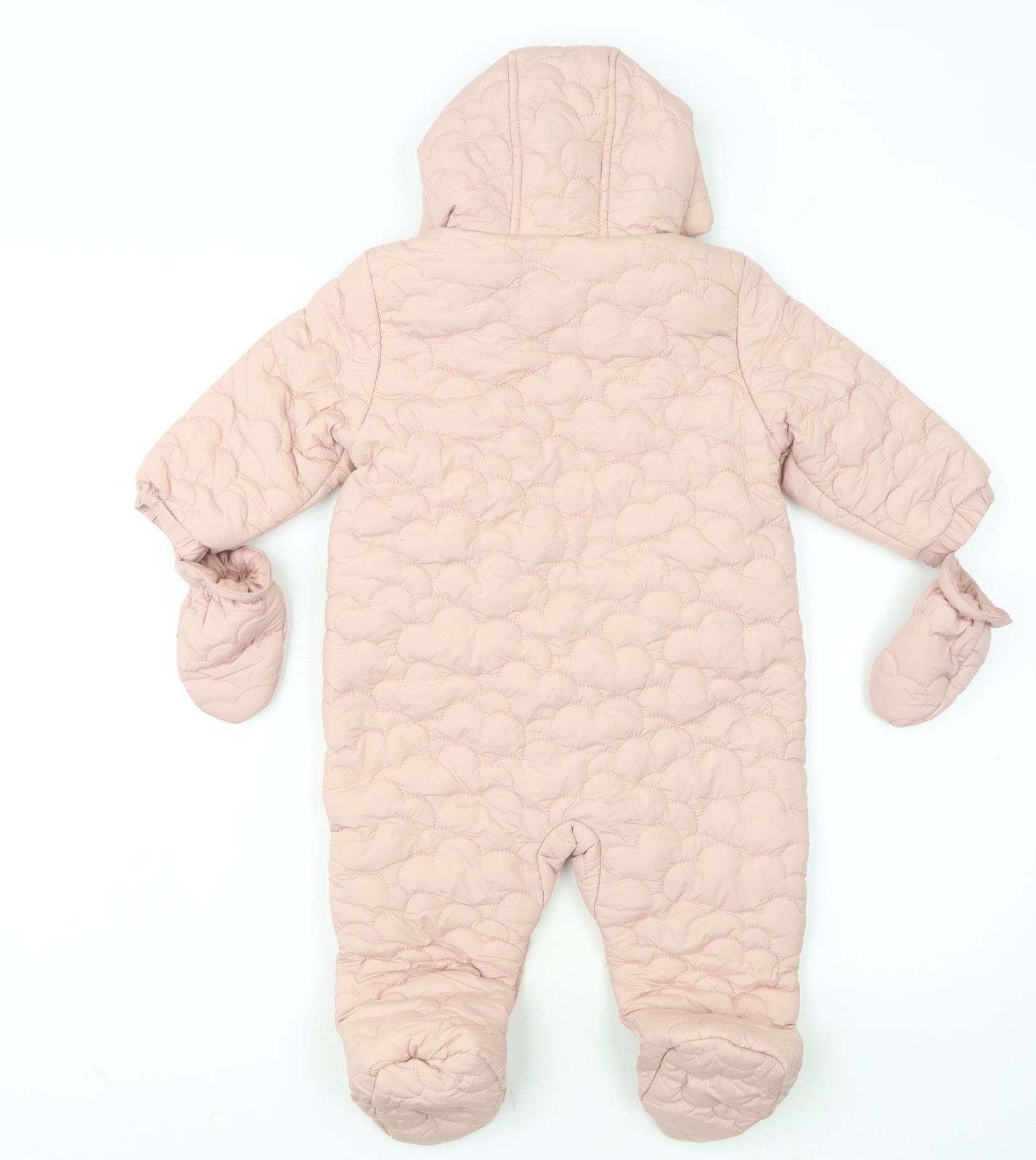 Marks and Spencer Unisex Baby Pink 9-12M Quilted Hooded Snowsuit