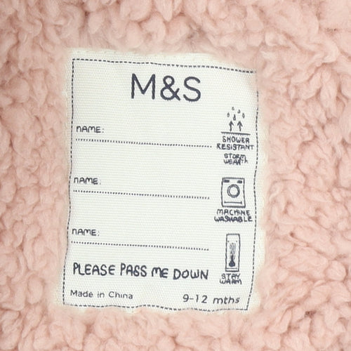 Marks and Spencer Unisex Baby Pink 9-12M Quilted Hooded Snowsuit