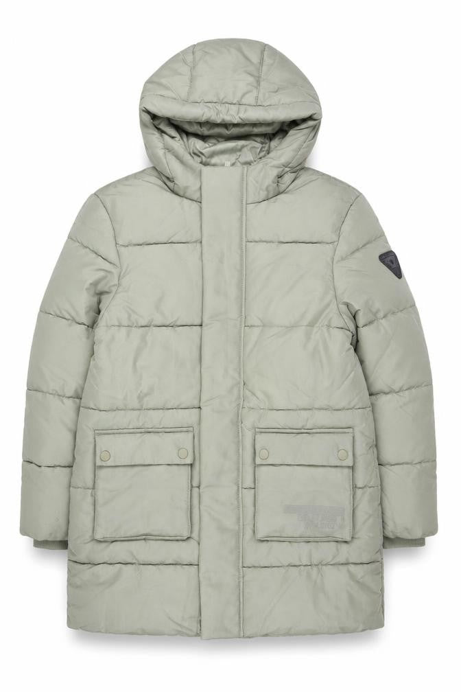 Marks and Spencer Boys Green Puffer Jacket 9-10 Years Hooded Mid-Length
