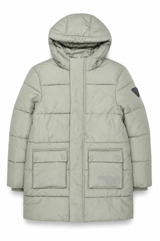 Marks and Spencer Boys Green Puffer Jacket 9-10 Years Hooded Mid-Length