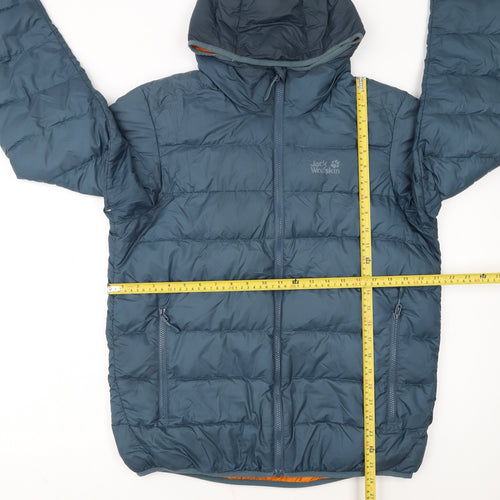 Jack Wolfskin Men's Blue Hooded Puffer Jacket Size M 40 in Hiking Outdoor