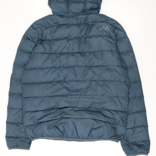 Jack Wolfskin Men's Blue Hooded Puffer Jacket Size M 40 in Hiking Outdoor