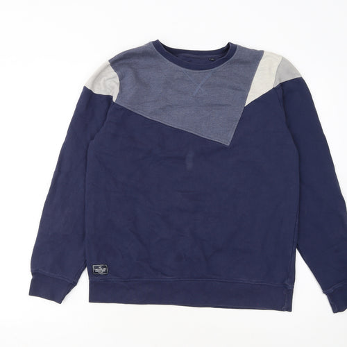 Threadbare Men’s Blue Colour Block Crew Neck Sweatshirt Size M