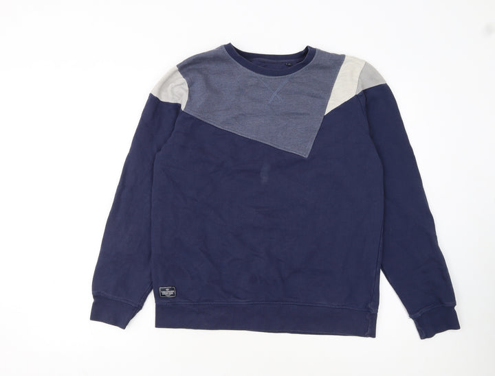 Threadbare Men’s Blue Colour Block Crew Neck Sweatshirt Size M