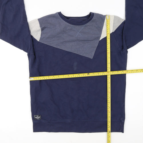 Threadbare Men’s Blue Colour Block Crew Neck Sweatshirt Size M