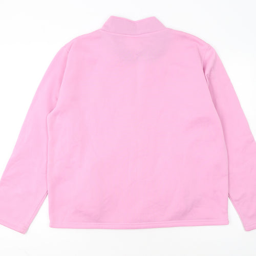 Anne Lançay Women's Pink Full Zip Embroidered Fleece Jacket UK 18/20