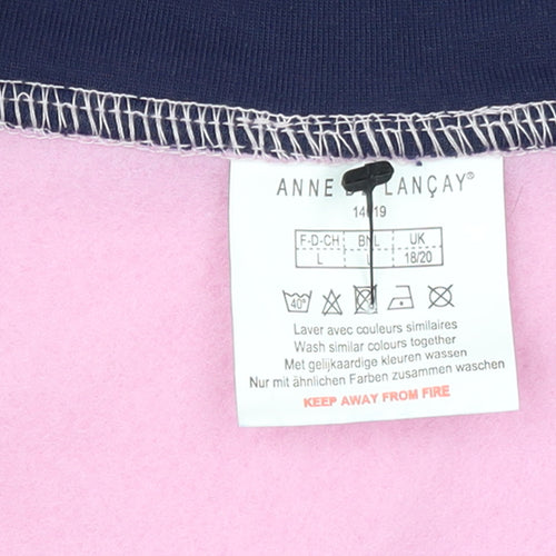 Anne Lançay Women's Pink Full Zip Embroidered Fleece Jacket UK 18/20