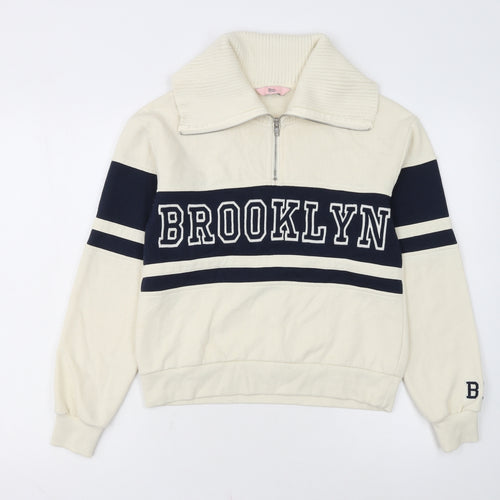 Boux Avenue Womens Beige & Navy Pullover Sweatshirt UK 8 Brooklyn Design