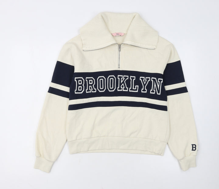 Boux Avenue Womens Beige & Navy Pullover Sweatshirt UK 8 Brooklyn Design