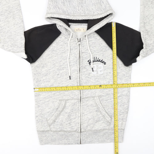 Hollister Women’s Grey & Black Full Zip Hoodie M Cotton Blend