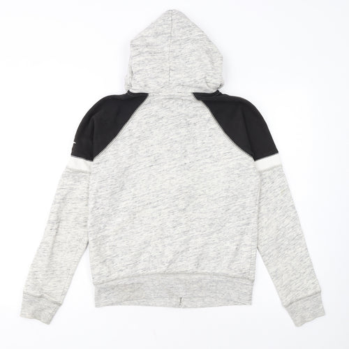 Hollister Women’s Grey & Black Full Zip Hoodie M Cotton Blend
