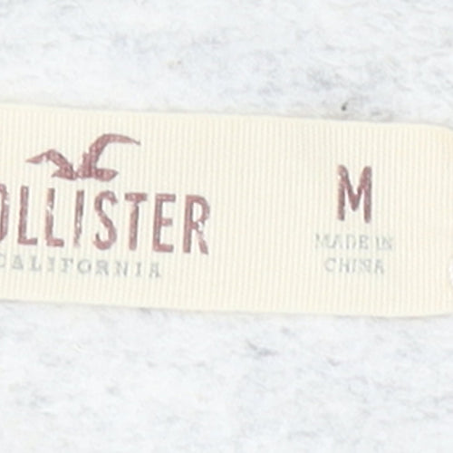 Hollister Women’s Grey & Black Full Zip Hoodie M Cotton Blend