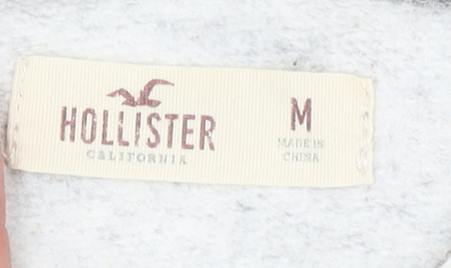 Hollister Women’s Grey & Black Full Zip Hoodie M Cotton Blend