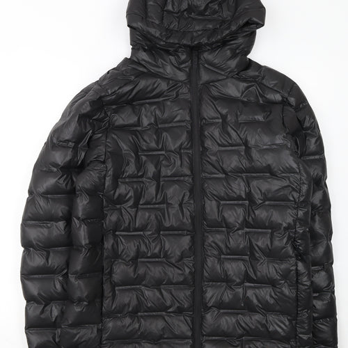 H&M Move Womens Black Hooded Puffer Jacket Size M Lightweight Winter