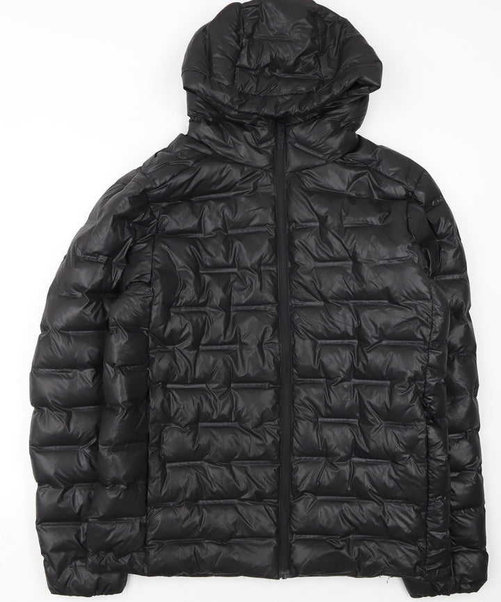 H&M Move Womens Black Hooded Puffer Jacket Size M Lightweight Winter