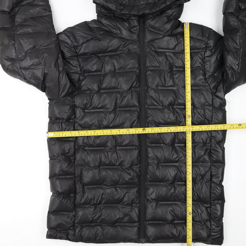 H&M Move Womens Black Hooded Puffer Jacket Size M Lightweight Winter