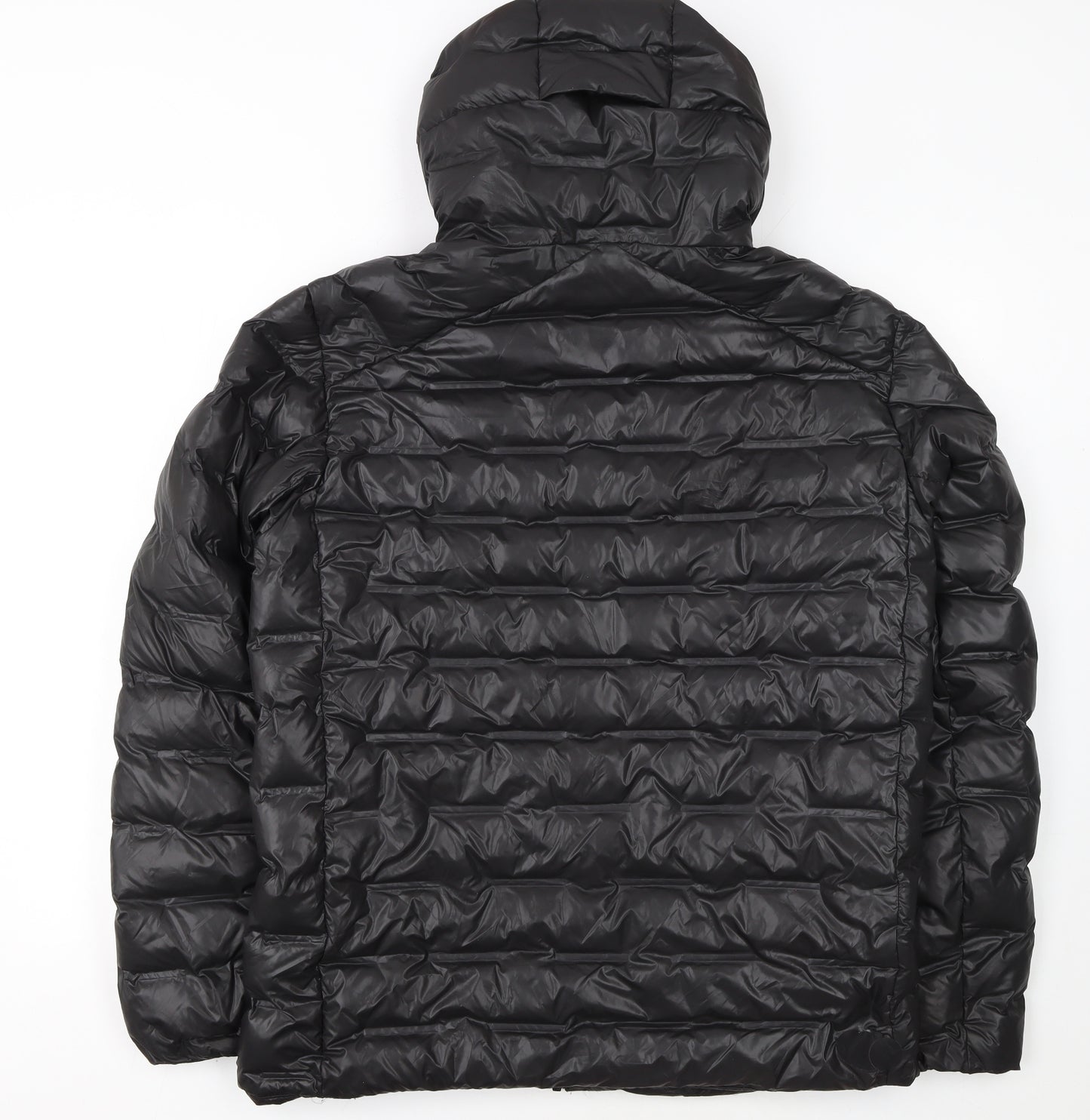 H&M Move Womens Black Hooded Puffer Jacket Size M Lightweight Winter
