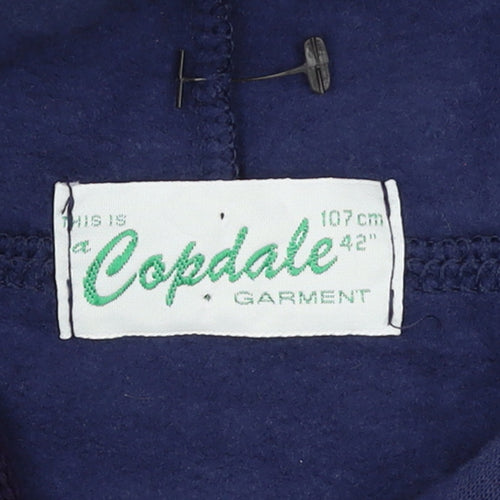 Copdale Men's Blue Pullover Hoodie Size L Embroidered Bird Logo