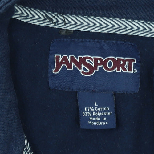 JanSport Women’s Navy 1/4 Zip Pullover Sweatshirt Size L Cotton Blend