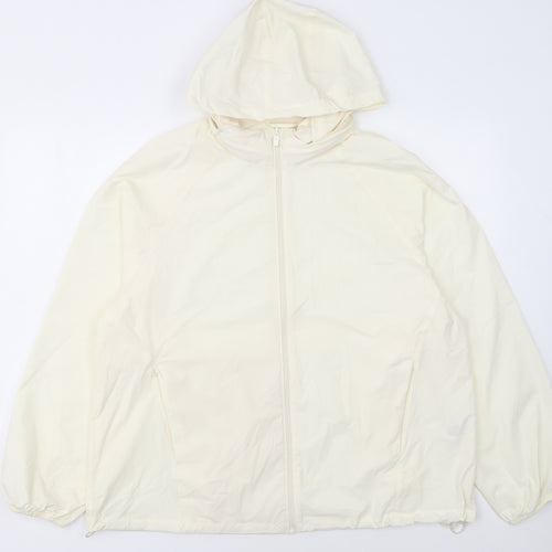 Primark Women Ivory Hooded Windbreaker Jacket Size M Lightweight