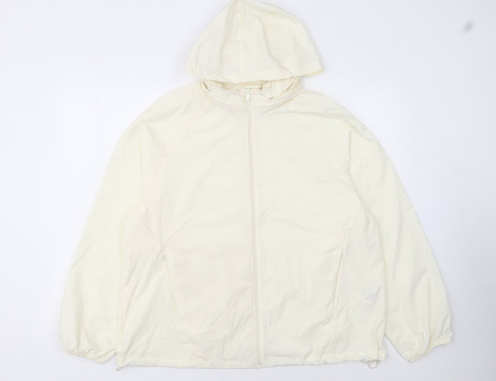Primark Women Ivory Hooded Windbreaker Jacket Size M Lightweight