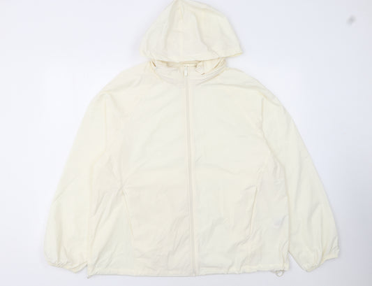 Primark Women Ivory Hooded Windbreaker Jacket Size M Lightweight