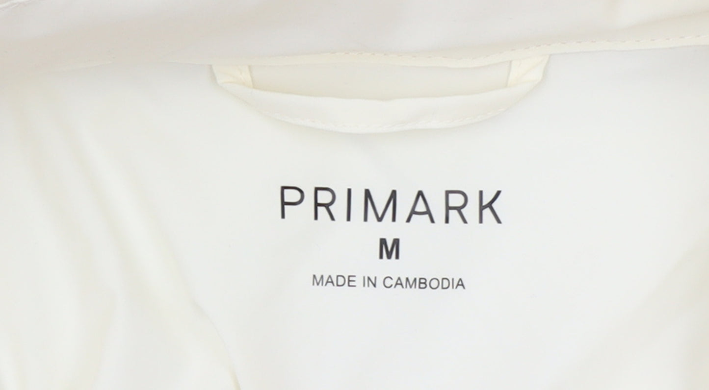 Primark Women Ivory Hooded Windbreaker Jacket Size M Lightweight