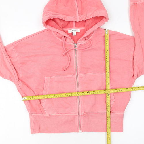 Marks and Spencer Womens Pink XS Full Zip Hoodie Cotton Blend