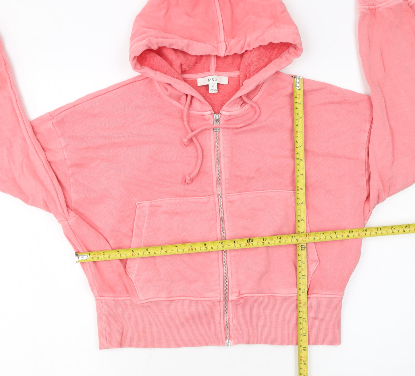Marks and Spencer Womens Pink XS Full Zip Hoodie Cotton Blend