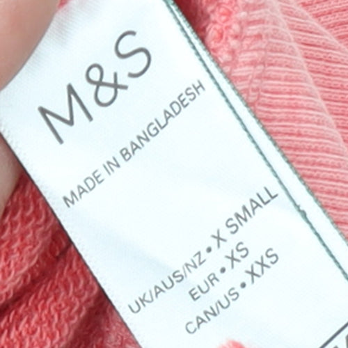 Marks and Spencer Womens Pink XS Full Zip Hoodie Cotton Blend