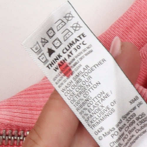 Marks and Spencer Womens Pink XS Full Zip Hoodie Cotton Blend