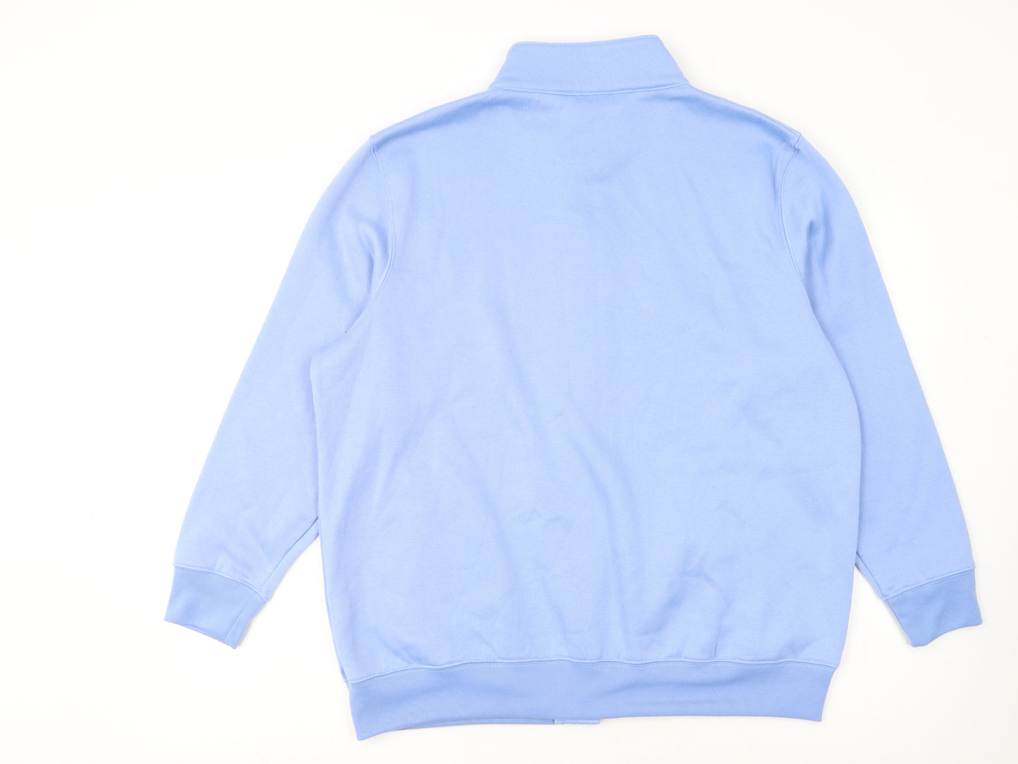 Damart Women Blue Button Sweatshirt L 18/20 Embroidered Floral