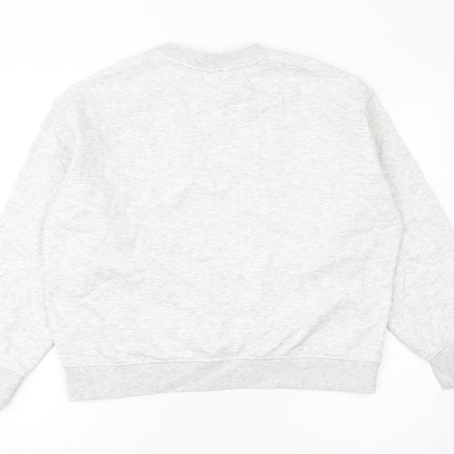 H&M Women Grey Oxford Dog Print Pullover Sweatshirt M