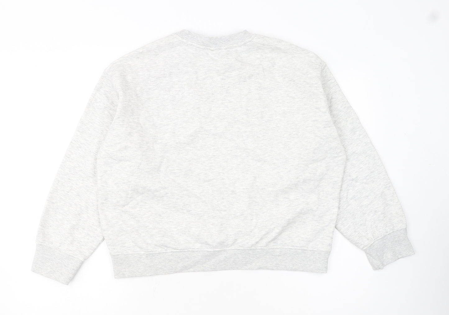 H&M Women Grey Oxford Dog Print Pullover Sweatshirt M