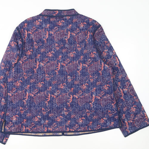 Patra Womens Blue Floral Quilted Cotton Jacket 2XL
