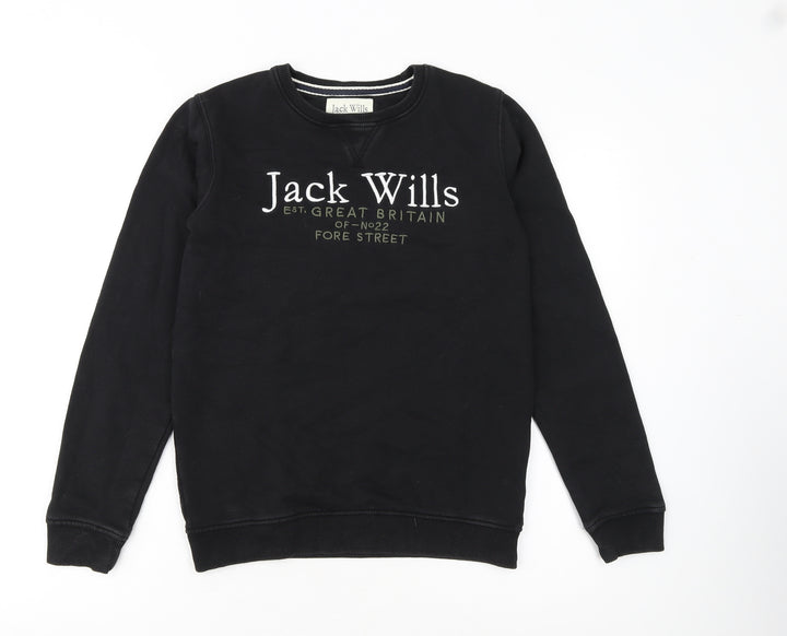 Jack Wills Boys Black Crew Neck Pullover Sweatshirt 12-13 Years
