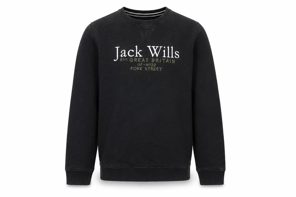 Jack Wills Boys Black Crew Neck Pullover Sweatshirt 12-13 Years