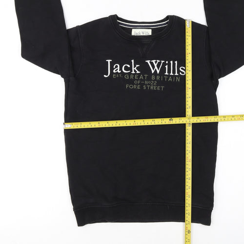 Jack Wills Boys Black Crew Neck Pullover Sweatshirt 12-13 Years