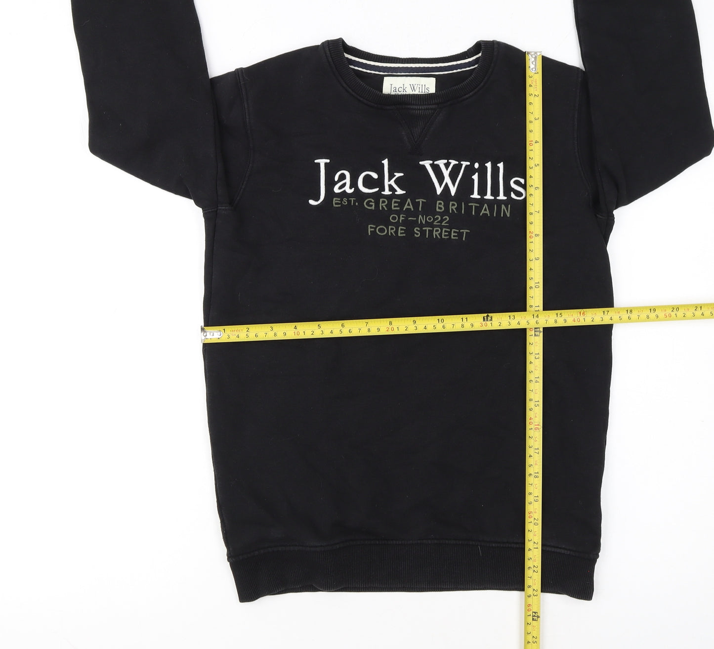 Jack Wills Boys Black Crew Neck Pullover Sweatshirt 12-13 Years