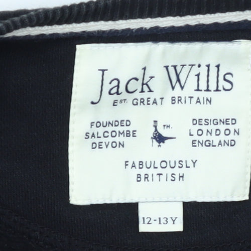 Jack Wills Boys Black Crew Neck Pullover Sweatshirt 12-13 Years