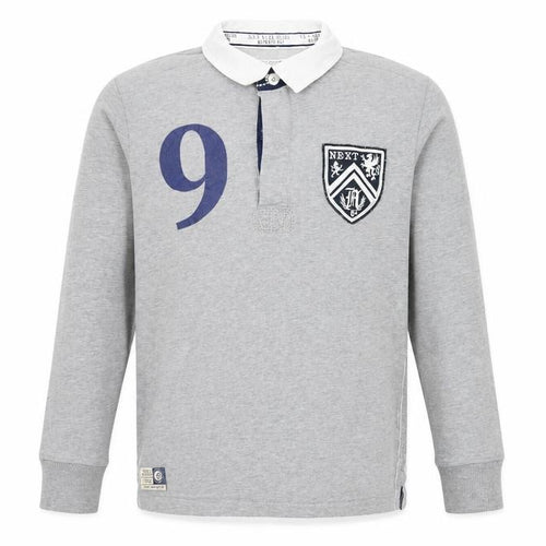 Next Boys Grey Rugby Polo Shirt Long Sleeve 14 Years Cotton Blend Sports Top