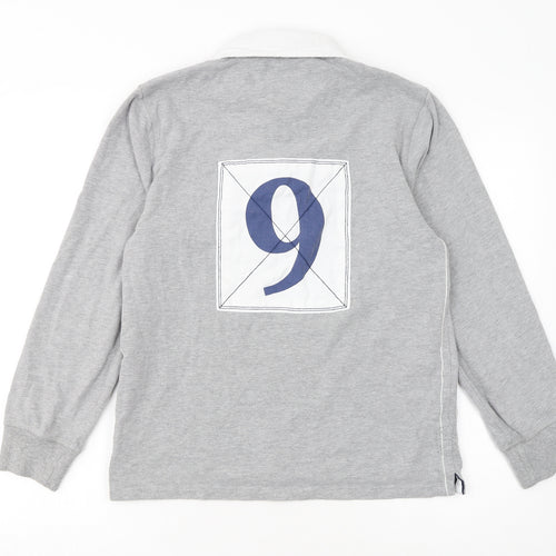 Next Boys Grey Rugby Polo Shirt Long Sleeve 14 Years Cotton Blend Sports Top