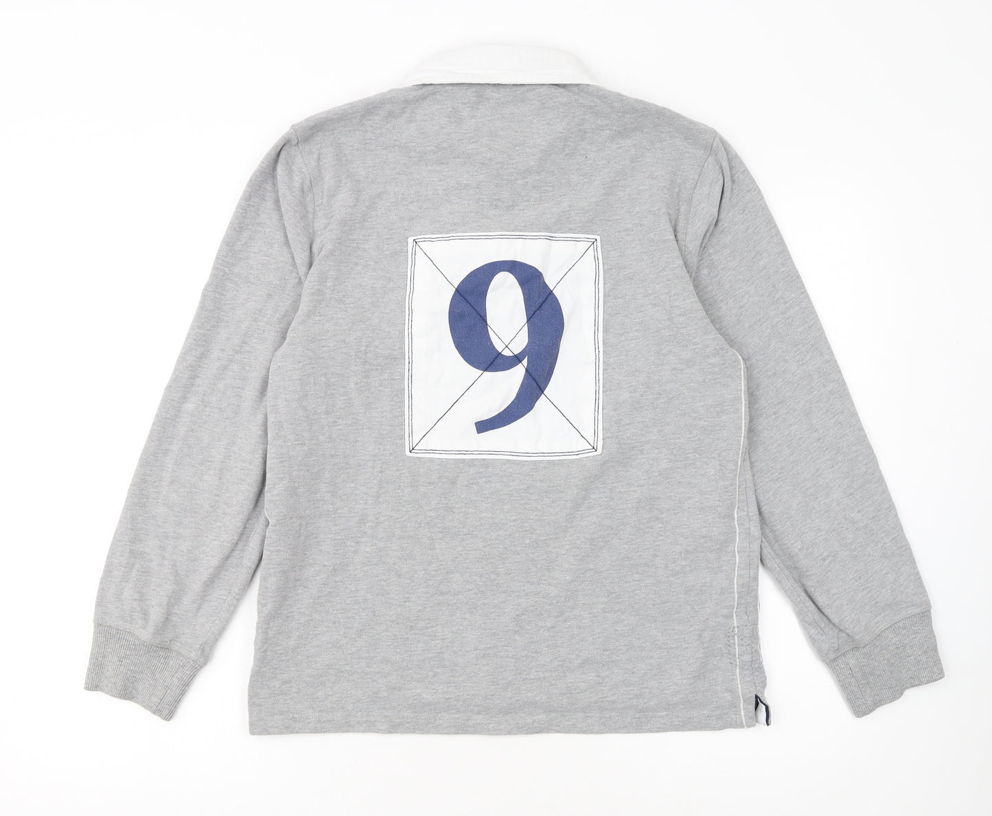Next Boys Grey Rugby Polo Shirt Long Sleeve 14 Years Cotton Blend Sports Top