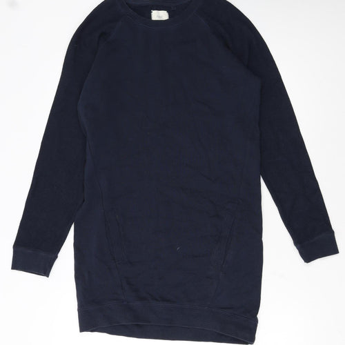Next Women's Blue Cotton Jersey Sweatshirt Dress UK 8