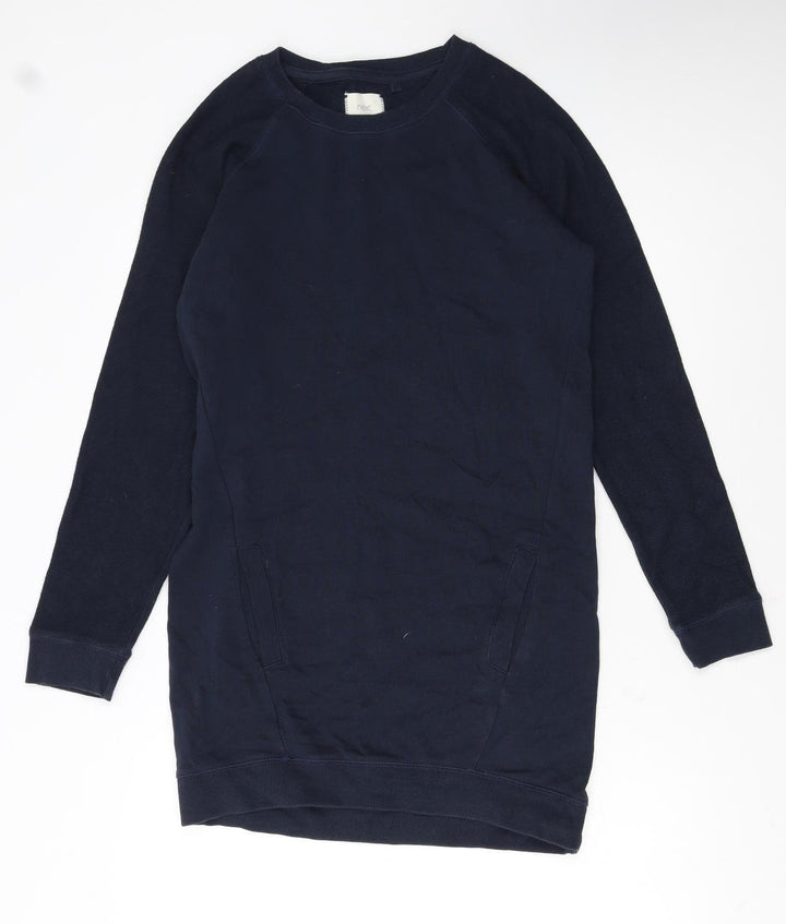 Next Women's Blue Cotton Jersey Sweatshirt Dress UK 8