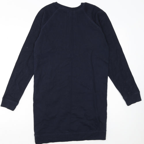 Next Women's Blue Cotton Jersey Sweatshirt Dress UK 8